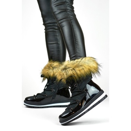 Botas de nieve altas de invierno para mujer con pelo. negro 1