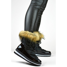 Botas de nieve altas de invierno para mujer con pelo. negro 2 Botas de nieve altas de invierno para mujer con pelo. negro 2