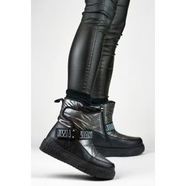 Botas de invierno para mujer, botas de nieve negras con aislamiento negro 2