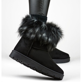 Botas de nieve de mujer negras con pelo, zapatos de invierno para el invierno. negro 3