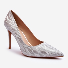 Tacones altos decorados con purpurina plateada Klonisa plata 1