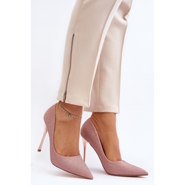Stilettos color champán con purpurina de Tiberon rosado 2