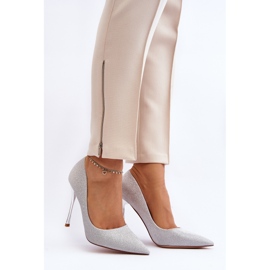 Tacones altos plateados con purpurina de Tiberon plata 2