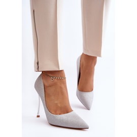 Tacones altos plateados con purpurina de Tiberon plata 5