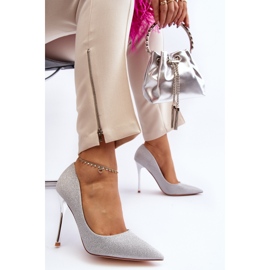 Tacones altos plateados con purpurina de Tiberon plata 7