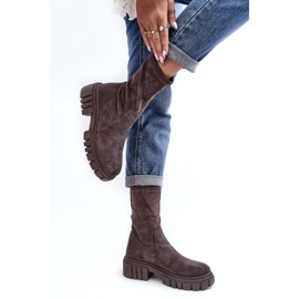 Botas Worker Sin Cordones Con Tacón Plano Gris Divella 2