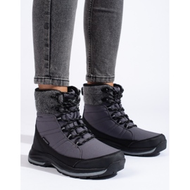 Botas de nieve de mujer con cordones DK grises negro 1
