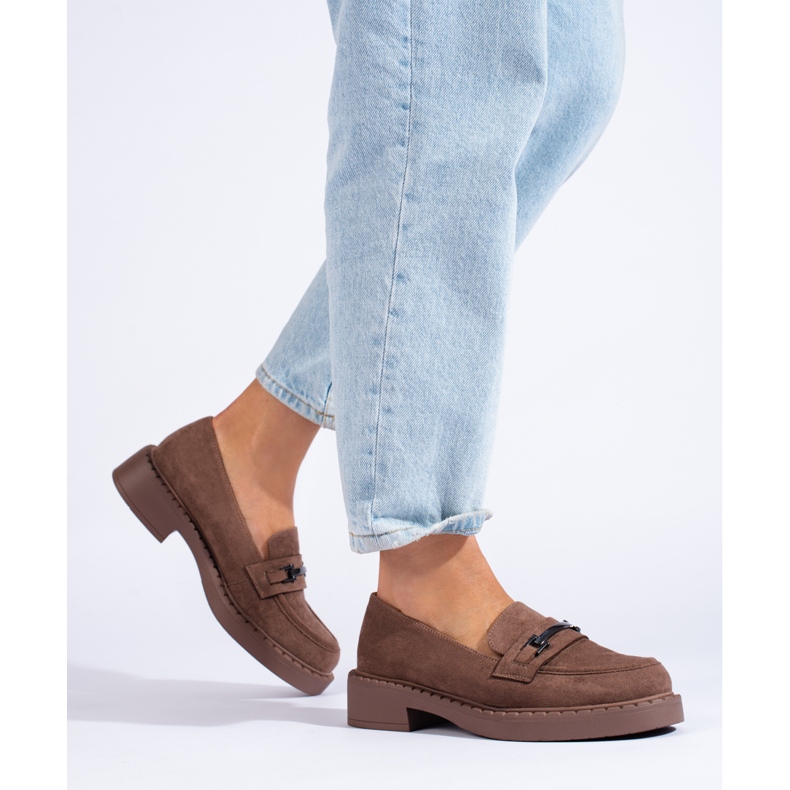 W. Potocki Mocasines de mujer Potocki con plataforma marrón 2