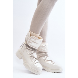 Botas de nieve para mujer con cordones decorativos, blanco Rilana 4