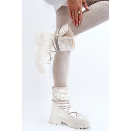 Botas de nieve para mujer con cordones decorativos, blanco Rilana 6