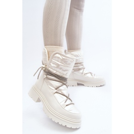 Botas de nieve para mujer con cordones decorativos, blanco Rilana 7