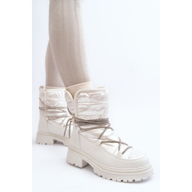 Botas de nieve para mujer con cordones decorativos, blanco Rilana 9