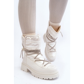 Botas de nieve para mujer con cordones decorativos, blanco Rilana 10