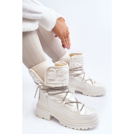 Botas de nieve para mujer con cordones decorativos, blanco Rilana 2 Botas de nieve para mujer con cordones decorativos, blanco Rilana 2
