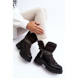 Botas de nieve de mujer con cordones decorativos negro Rilana 1