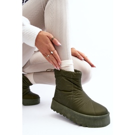 Botas de nieve de mujer Fionia verdes con plataforma enorme 1