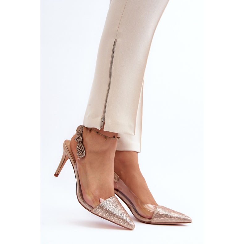 D&A MR1966-11 Tacones altos decorados en champán dorado 1 D&A MR1966-11 Tacones altos decorados en champán dorado 1