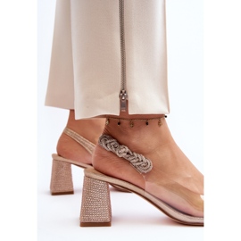 Zapatos de tacón elegantes con punta en punta D&amp;A MR91292-1 Champán dorado 5