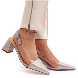 Zapatos de tacón elegantes con punta en punta D&amp;A MR91292-1 Dorado 10