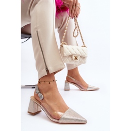 Zapatos de tacón elegantes con punta en punta D&amp;A MR91292-1 Dorado 4