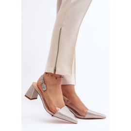 Zapatos de tacón elegantes con punta en punta D&amp;A MR91292-1 Dorado 5