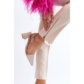Zapatos de tacón elegantes con punta en punta D&amp;A MR91292-1 Dorado 7