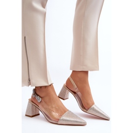 Zapatos de tacón elegantes con punta en punta D&amp;A MR91292-1 Dorado 9