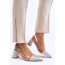 Zapatos de tacón elegantes con punta en punta D&amp;A MR91292-1 Plata 5
