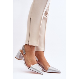 Zapatos de tacón elegantes con punta en punta D&amp;A MR91292-1 Plata 2