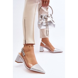 Zapatos de tacón elegantes con punta en punta D&amp;A MR91292-1 Plata 3