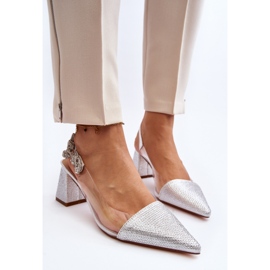 Zapatos de tacón elegantes con punta en punta D&amp;A MR91292-1 Plata 7