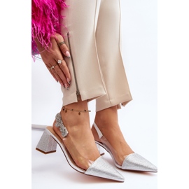 Zapatos de tacón elegantes con punta en punta D&amp;A MR91292-1 Plata 9