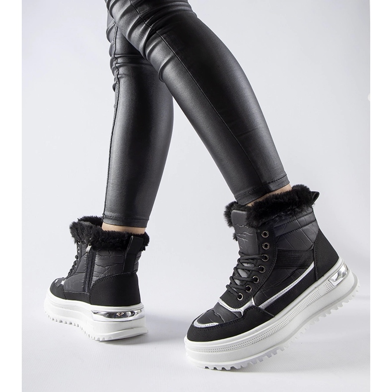 Botas de nieve deportivas Trieste negras con pelo negro 1