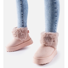 Botas de nieve rosas decoradas con piel de Adelfia. rosado 4