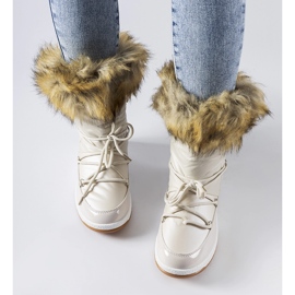 Botas de nieve con aislamiento beige y pelo de Adamsvil 3