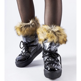 Botas de nieve con aislamiento gris Battle y pelo. 1 Botas de nieve con aislamiento gris Battle y pelo. 1