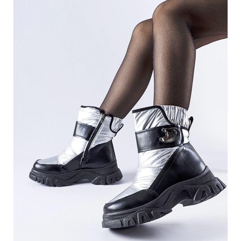Botas de nieve Carta con aislamiento negro y plateado plata 1 Botas de nieve Carta con aislamiento negro y plateado plata 1