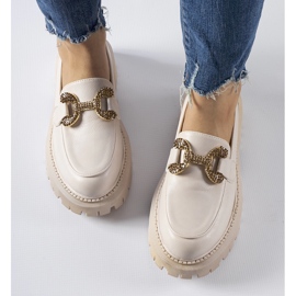 Mocasines beige decorados con pedrería Uzzone 2