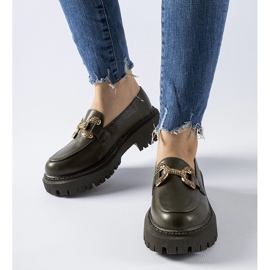 Mocasines verdes decorados con pedrería Uzzone 1