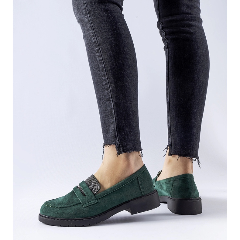 Mocasines verdes con pedrería de Ippolito 1 Mocasines verdes con pedrería de Ippolito 1