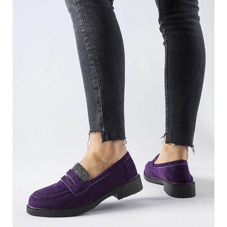 Mocasines morados con pedrería de Ippolito violeta 1 Mocasines morados con pedrería de Ippolito violeta 1
