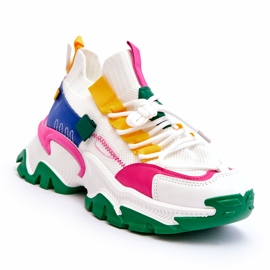 Seastar Zapatillas tipo calcetín sin cordones para mujer, blanco y verde 1 Seastar Zapatillas tipo calcetín sin cordones para mujer, blanco y verde 1