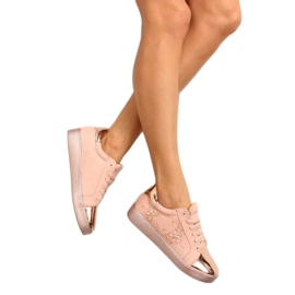 Deportivas de mujer con cristales T273P Champagne rosado 4