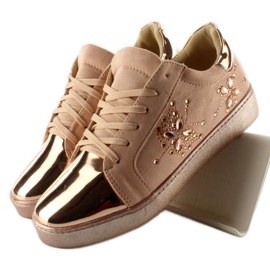 Deportivas de mujer con cristales T273P Champagne rosado 2