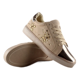 Deportivas de mujer con cristales T273P Beige 5