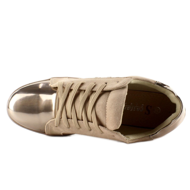 Deportivas de mujer con cristales T273P Beige 2