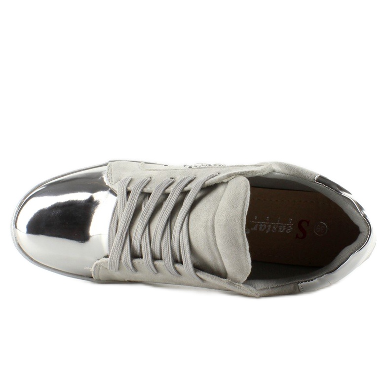 Deportivas mujer con cristales T273P Plata gris 2