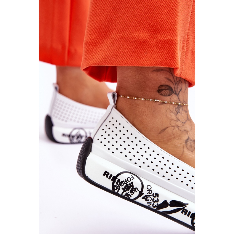 S.Barski Zapatillas Slip-On de piel calada Blanco Gedra 4