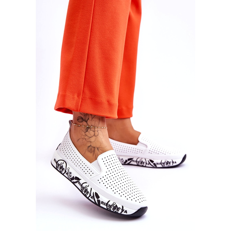S.Barski Zapatillas Slip-On de piel calada Blanco Gedra 2