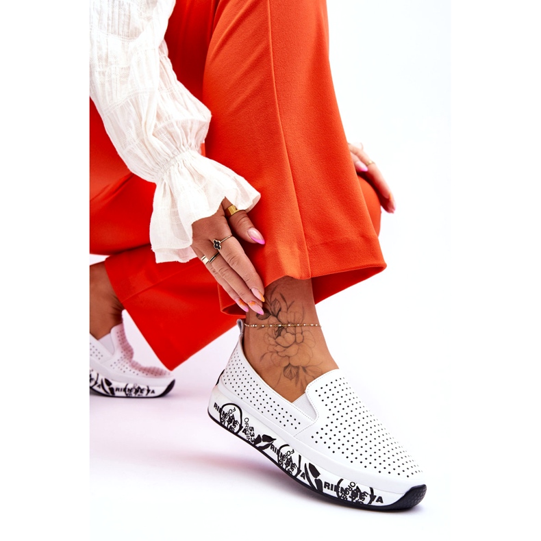 S.Barski Zapatillas Slip-On de piel calada Blanco Gedra 3